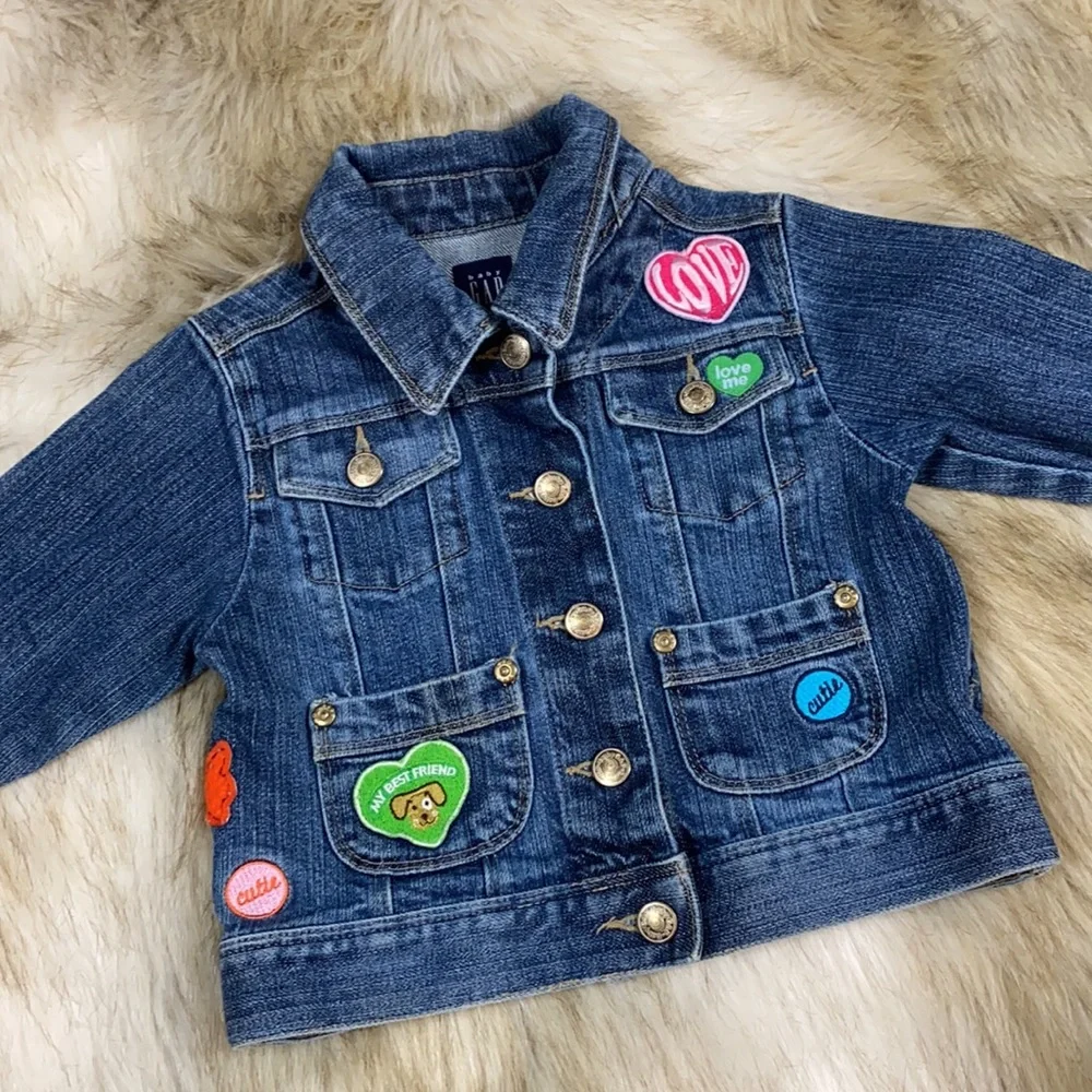 Baby Gap Girls 12-18M Denim Jean Jacket Patches NWOT